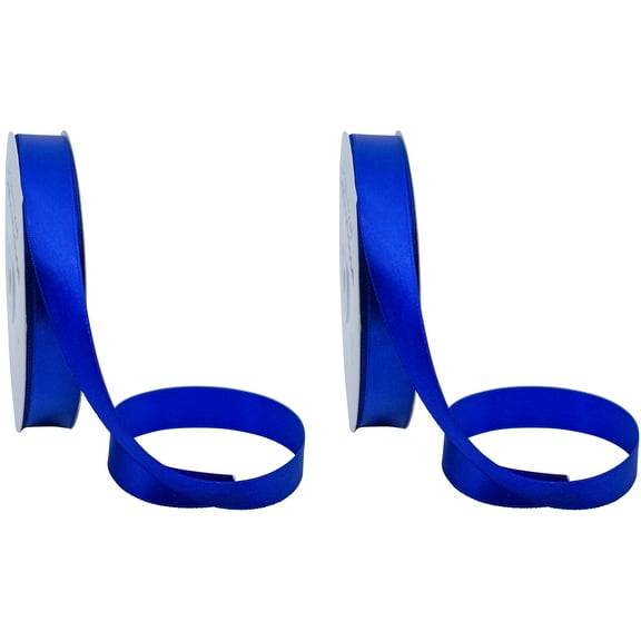Set of 2 Double Faced Satin Ribbon 100 Yards (3/4", Royal Blue)