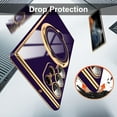 thumbnail image 5 of for Samsung Galaxy S22 Ultra Case with Magnetic Ring Holder [Compatible with Magsafe] [Built-in Camera Lens Protector] Glitter Electroplated Gold Sides Case for Galaxy S22 Ultra Purple, 5 of 6