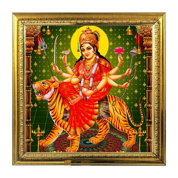 Maa Durga God Idol Photo Frame Pooja Hindu Wall Decor Puja Temple Photo Frame 8.6 in