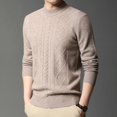 thumbnail image 5 of Suéter ajustado informal de moda para hombre, camisa de cuello redondo, jersey de punto de lana para otoño e invierno, 5 of 5