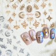 thumbnail image 1 of Adhesivos para uñas Quezadyl, 5 D, con forma de estrella dorada, para decoración de uñas, 2 unidades, 1 of 9