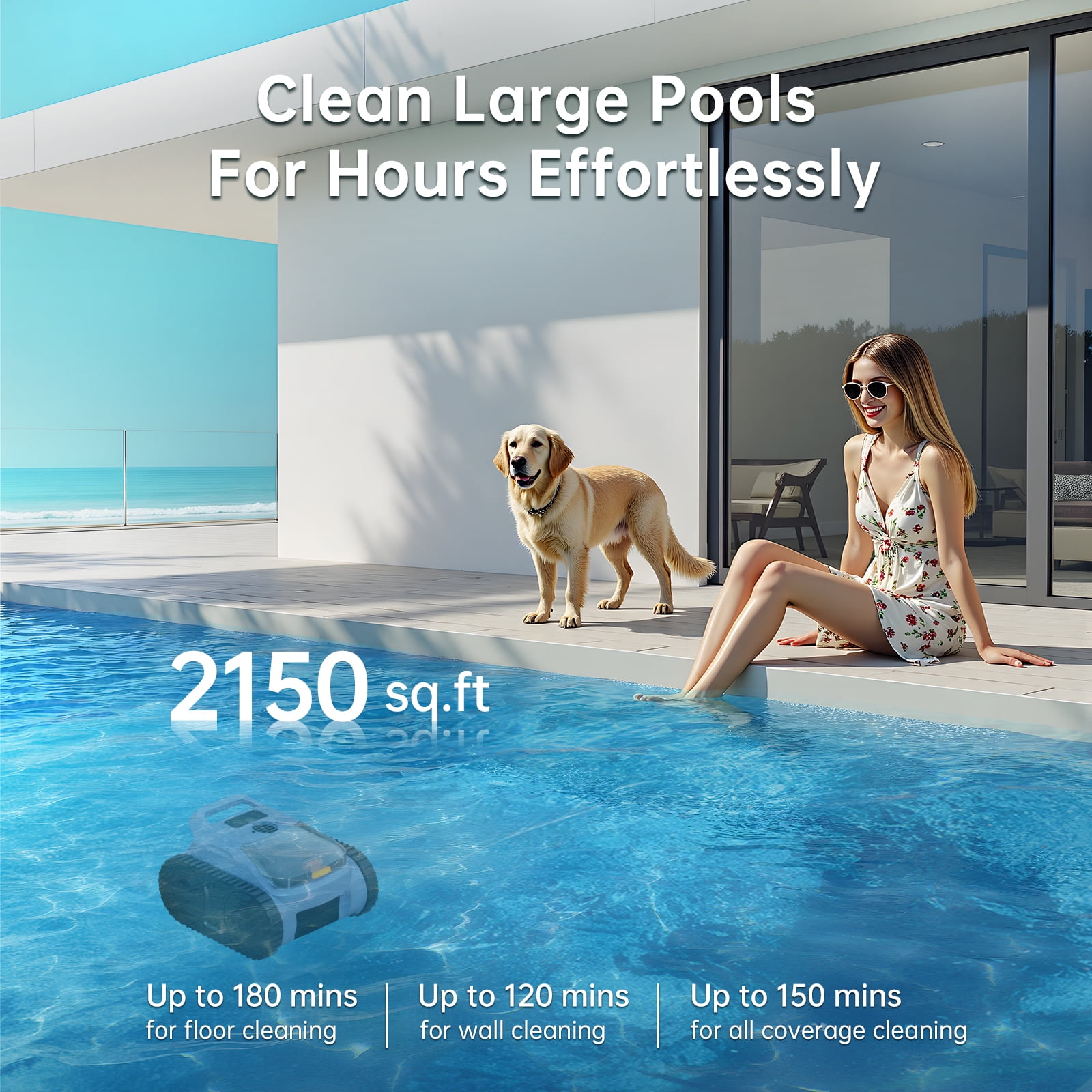 Cordless Robotic Pool Vacuum Pool Robot Cleaner with Wall Climbing for Inground Pool and Above Ground Pool