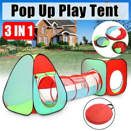 Kids Tents And Playhouses Kids Play Tent, Foldable 3 In 1 Indoor Outdoor Safty Kids Pop Up Play House Tents Tunnel And Ball Pit Children Baby Playhouse Kids Gifts Toy Tents ()