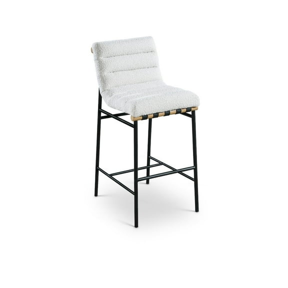Meridian Furniture Burke Boucle Fabric Bar Stool, Cream