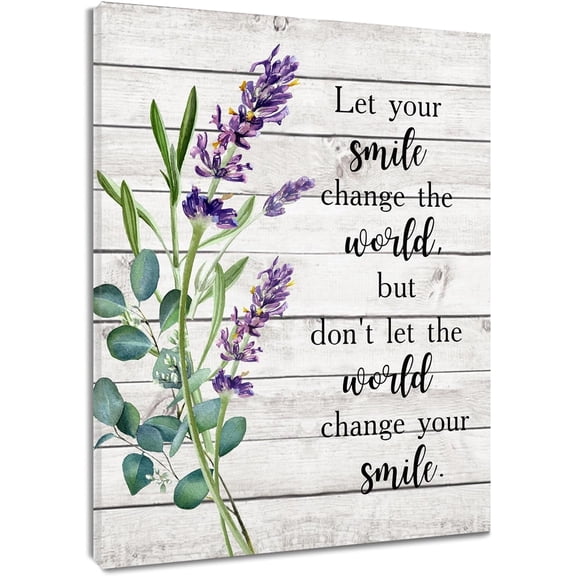 Purple Lavender Wall Art for Bathroom Nature Flower Green Eucalyptus Leaves and Inspirational Abstract Canvas Wall Art Rustic Retro Wall Pictures for Living Room Bedroom Office Ready To Hang12x16