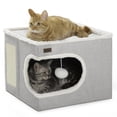 thumbnail image 1 of Cama para gatos Garnpet Cube House para interiores con bloc de notas, color gris, 1 of 6