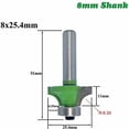 thumbnail image 3 of Set of 6 8mm Round End Mills Round Shank Corner Radius Router Bits Round Over and Beading Edging Router Bit with Bearing for Woodworking,Versailles, 3 of 5