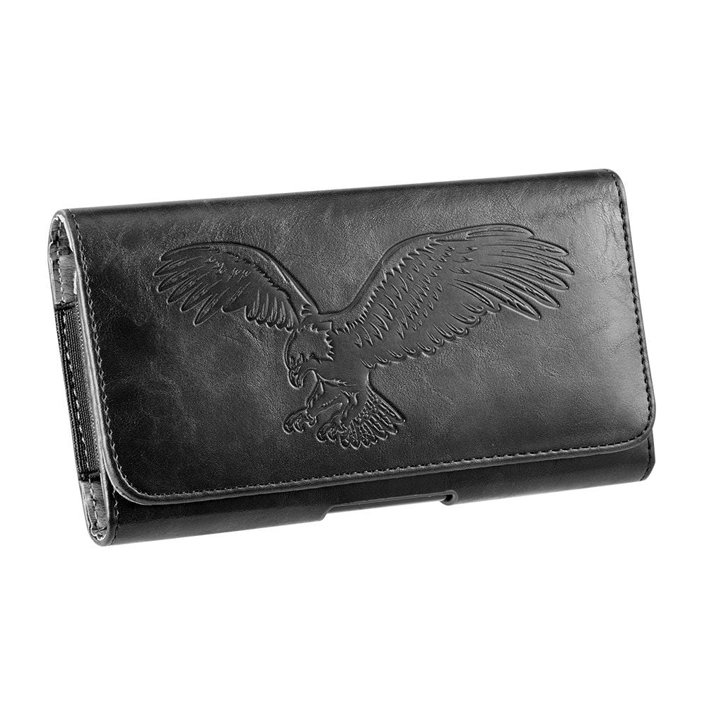 Luxmo Eagle Pouch [PU Leather] Phone Carrying Belt Holster Designed for Samsung Galaxy S22 Case - Black