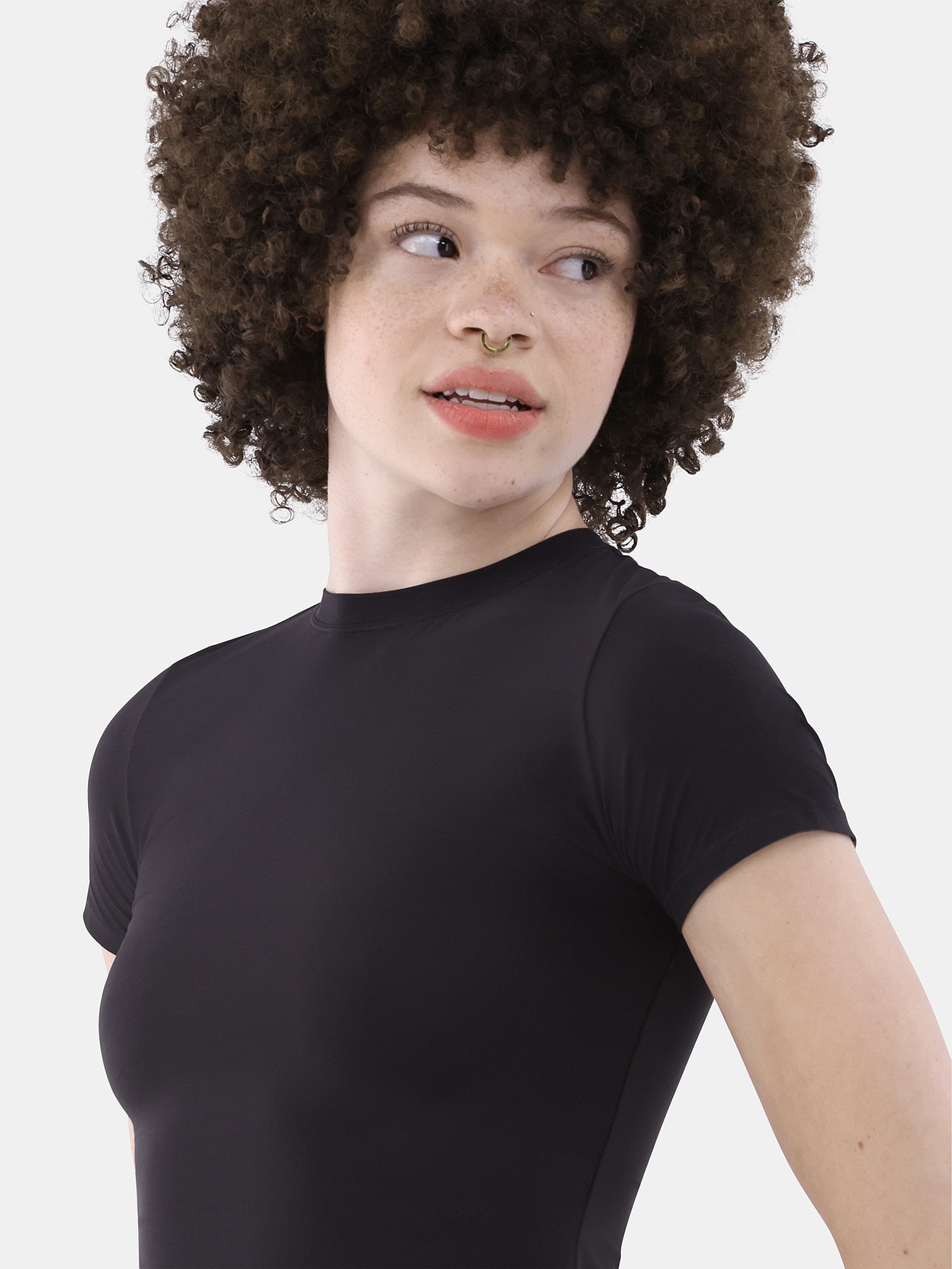 No Boundaries Fit Stretch Tee with Short Sleeves, Women's XS-XXXL