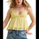 thumbnail image 2 of Camisola de Cuello en V para Mujer, Estilo Y2K, con Tirantes Finos, Peplum, Top Tipo Babydoll, Holgada, , para Verano. Amarillo L, 2 of 9