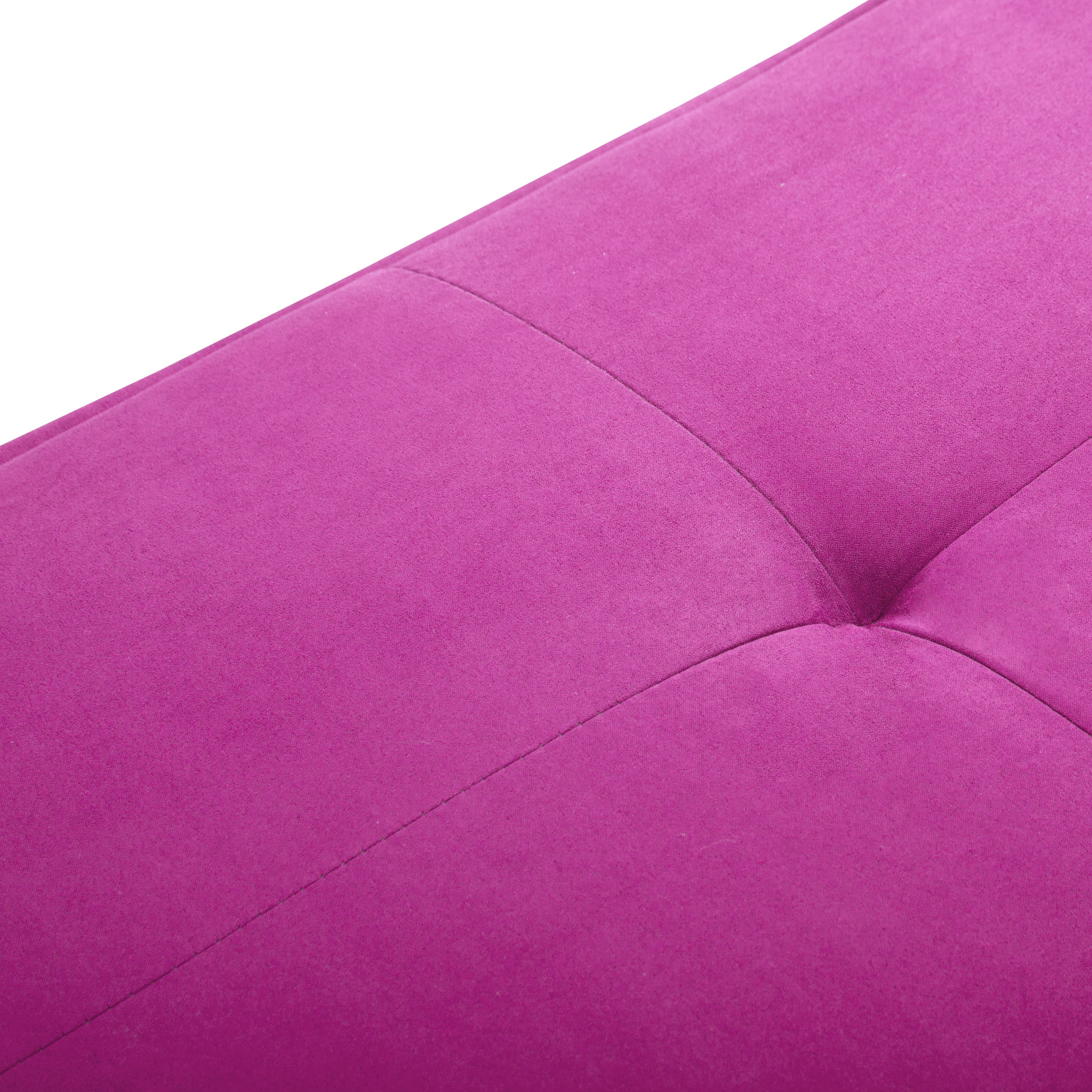 BSHTI 64.6” Futon Sofa Bed,Velvet Upholstery,Twin Size Convertible Sofa,With 5 Adjustable Positions,Perfect Meet your Different Needs-Pink