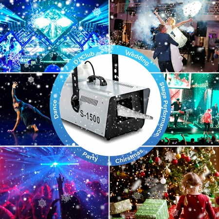 TCFUNDY 1500W Snow Machine High Output Snowflake Maker w/ Wireless Remote Stage Atmospheric Effect