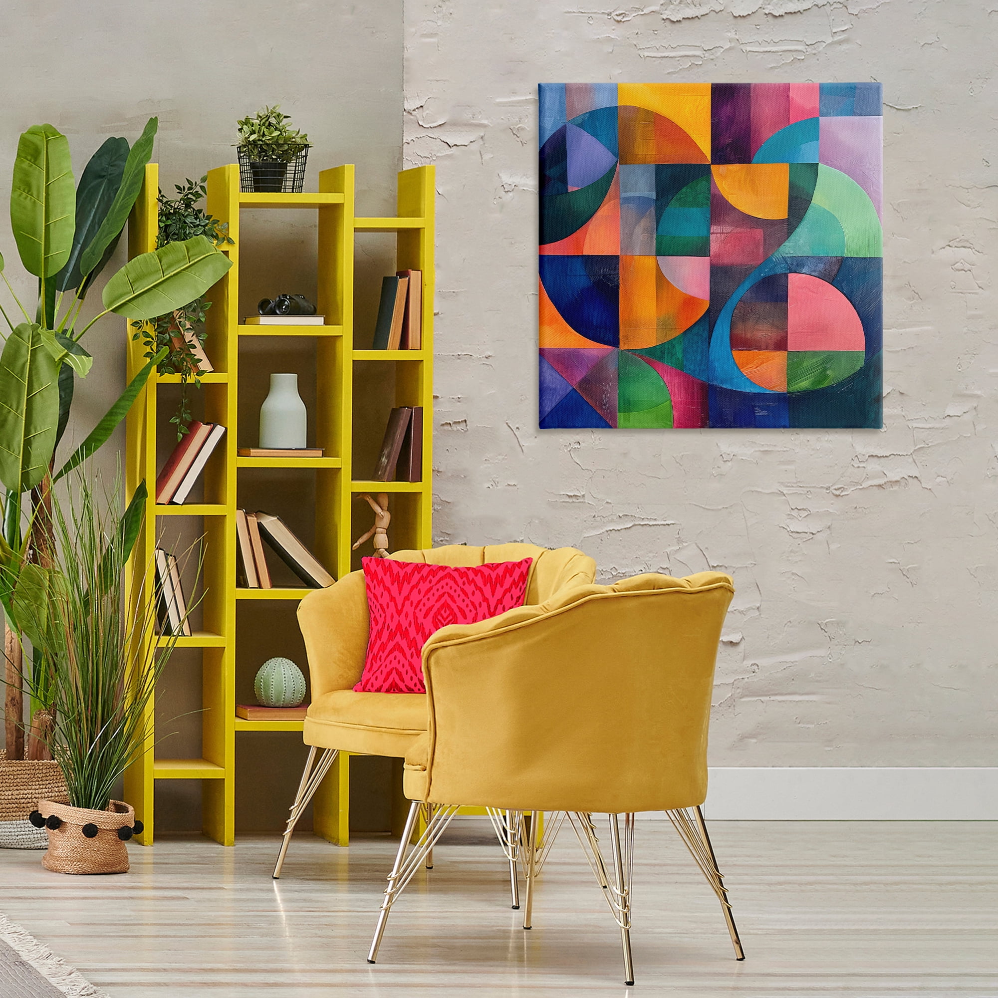 Stupell Industries Luminous Spectrum Shapes Abstract Painting Gallery Wrapped Canvas Art Print Wall Art, 30 x 30