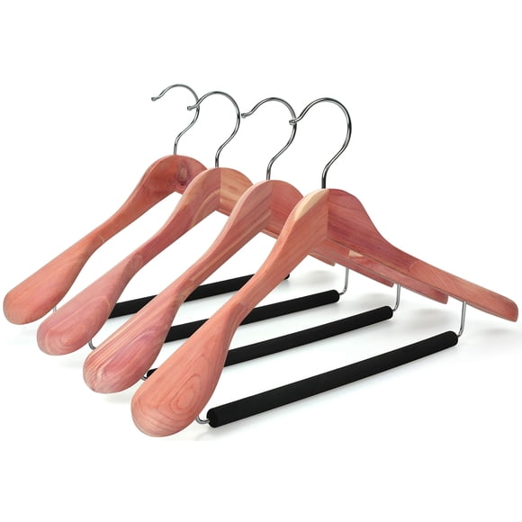 Perchas para abrigos TOPIA HANGER de madera de cedro sin acabado, paquete de 4