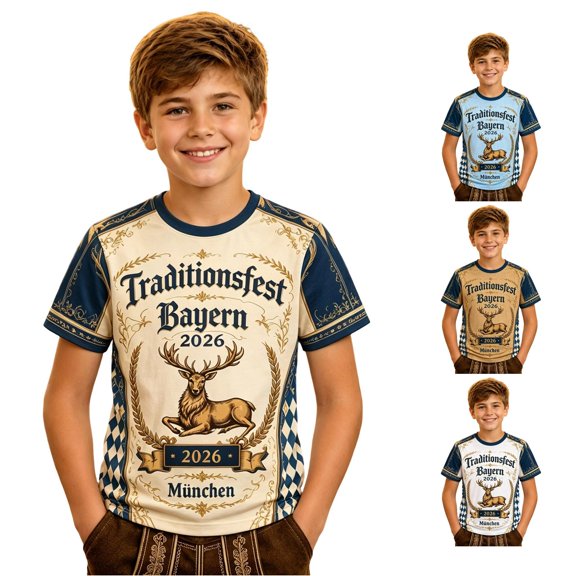 Boys Festival Graphic Tee for Kids Themed Print Top Young Casual Short Sleeve Shirt Everyday Wear Kids T-Shirts Summer Clothes