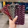 thumbnail image 6 of Compatible with iPhone 11 Case-6.1 Inch, Fashion 3D Woven Pattern Plating Phone Case, Grid Printed case for Women Girls Soft Silicone Shockproof Camera Protective Back Cover-Pink, 6 of 15