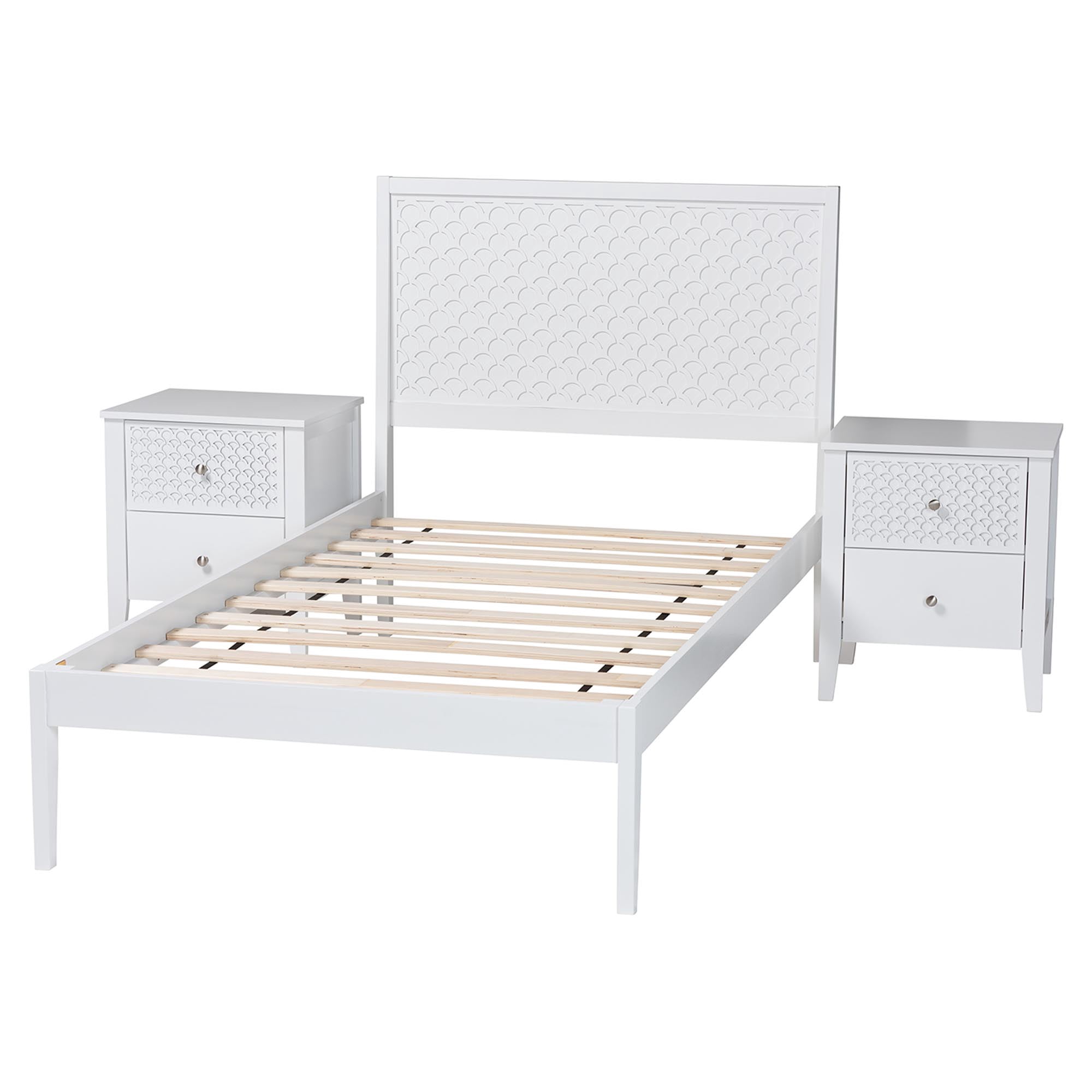 Baxton Studio Lara Modern Bedroom Set, 3-Piece, Twin, White