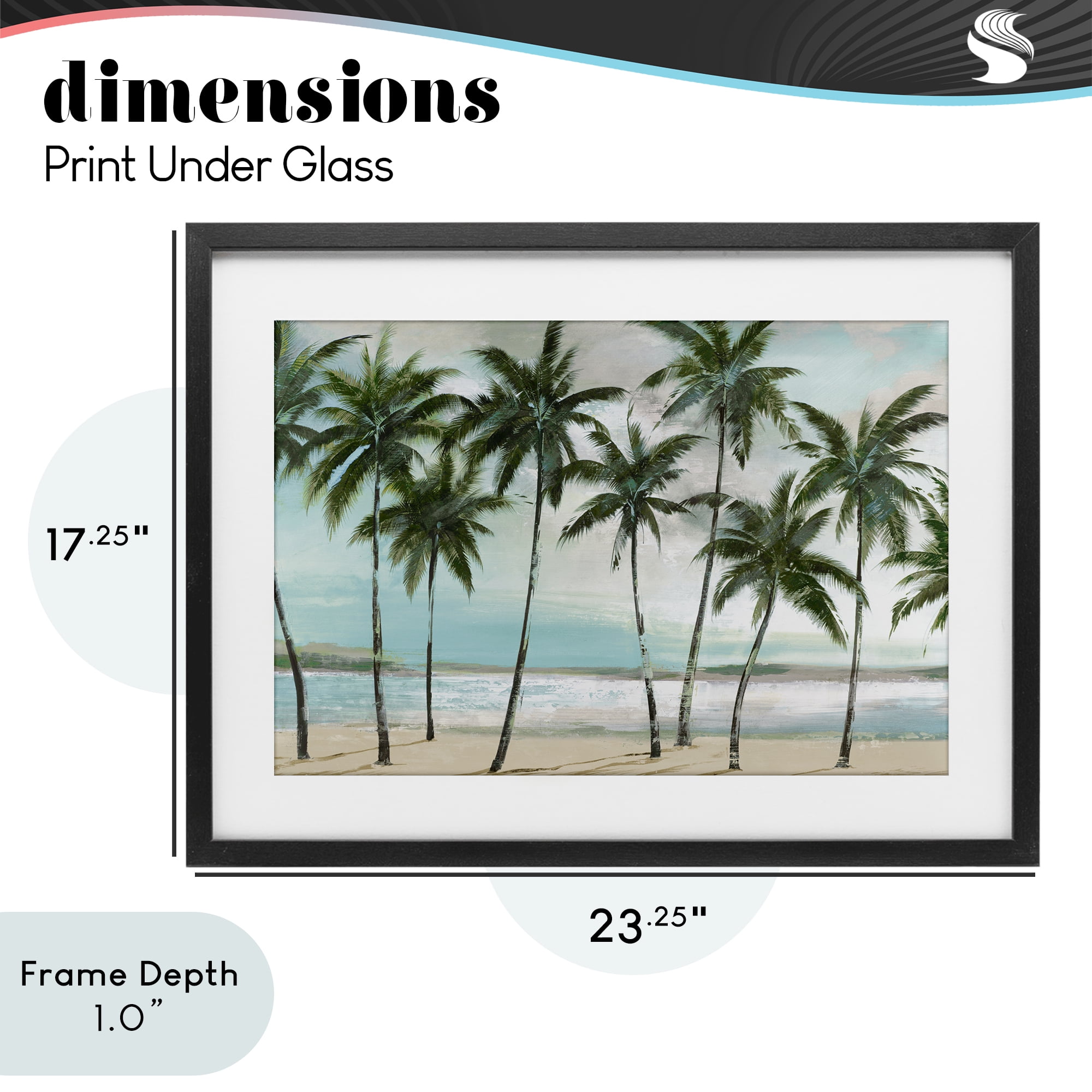 Stupell Industries Palms in A Row Coastal Black Framed Print Under Glass, design by Lorenzo Collective