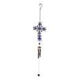 thumbnail image 5 of Blue Floral Aquamarine Cross With Gemstones Metal Scroll Filigree Wind Chime, 5 of 10