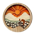 thumbnail image 2 of Boho Scenery Wall Art Decor, Bohemian Wall Art, Farmhouse Geometric Abstract Sun Desert Wooden Wall Hangings For Living Room, Bohemian Botanical Wood Wall Sculptures, Wood Decor Accents, 2 of 6