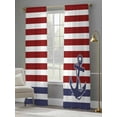 thumbnail image 5 of Anchor Red Semi Sheer Curtains 108 Inch Length 2 Panels Set, Modern Navy Blue White Striped Nautical Sheer Kitchen Curtain Privacy Voile Window Curtain for Living Room Bedroom Rod Pocket Drapes, 5 of 7
