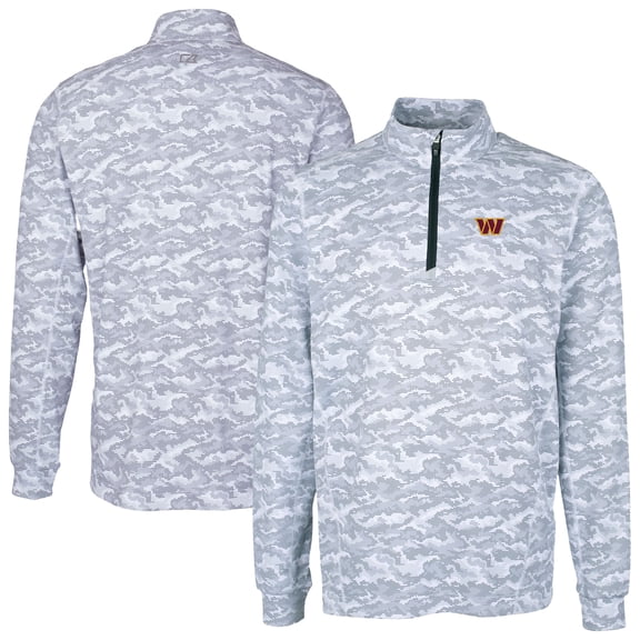 Men's Cutter & Buck Charcoal Washington Commanders Big & Tall Traverse Eco Camo Tri-Blend DryTec Quarter-Zip Jacket