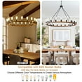 thumbnail image 2 of Farmhouse Wagon Wheel Chandelier, 20-Light Rustic Wood Round Pendant Light, 47.2-Inch Diameter for Dining Room, Kitchen, Foyer Entryway, 2 of 10