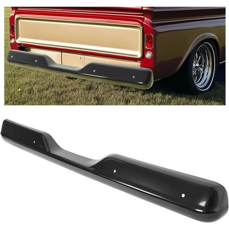 Kojem Rear Bumper Assembly for 1963-1966 GMC/Chevy Chevrolet C10 / C20 / C30 Fleet Side/Straight Bed/Flat Bedside Steel Black Bumper Powder Coated