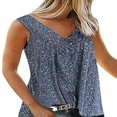 thumbnail image 1 of Women Summer Floral Tank Tops Vest Blouse Boho V Neck Tops Plus Size White L, 1 of 7