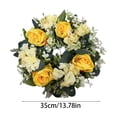 thumbnail image 3 of Spring Floral Wreath with Artificial Roses Hydrangeas, Durable Plastic Fabric Wreath for Front Door Decor, Vibrant White Pink Yellow Decoration for Home Photography Backdrop Party, 3 of 6