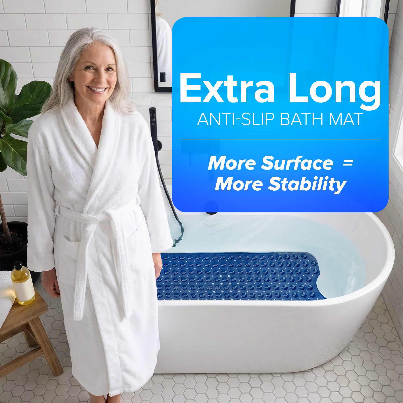 thumbnail image 5 of SlipX Solutions Bathtub Mat Non Slip 39 x 16, Extra Long Bathroom Shower Mat, Suction Cups, 5 of 8