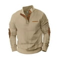 thumbnail image 6 of Men's Cable Knit Pullover Sweaters Casual Long Sleeve Stand Collar Quarter Button Knitted Sweater Beige 2XL, 6 of 9