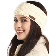 Womens Winter Ear Warmer Headband - Fleece Lined Cable Knit Ear Band Covers for Cold Weather - Soft & Stretchy Head Wrap