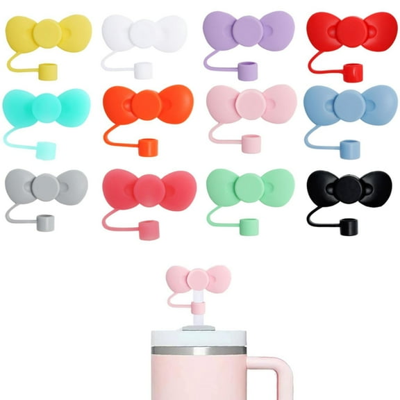 Clearance! Under $5 2 Pcs Cute Bow Covers Cap Toppers Tips Compatible With 40/30 Oz Tumbler Cups Reusable Cute Silicone Lids Protectors For 0.4 In/10mm Ley Cups Accessories for Home & Kitchen
