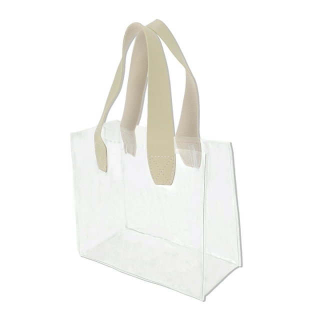 Unique Bargains 1 Pc Bolsa de Regalo Reutilizable Duradera Ligera con Asa Beige, Transparente Pequeña