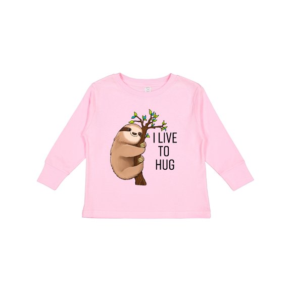 Inktastic I Live to Hug Cute Sloth on a Branch Boys or Girls Long Sleeve Toddler T-Shirt