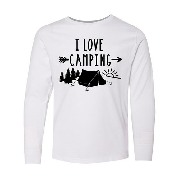Inktastic I Love Camping- Tent and Trees Long Sleeve Youth T-Shirt