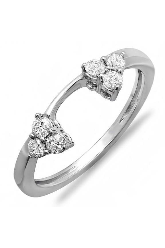 Collection 0.30 Carat (ctw) 18K Round Diamond Anniversary Wedding Matching Guard Band 1/3 CT, White Gold, Size 5