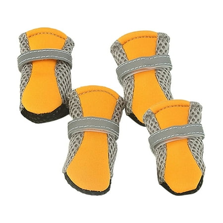 SHNETY 4Pcs Dog Shoes Magic Sticker Closure Breathable Fabric Non-Slip Puppy Boots for Outdoor