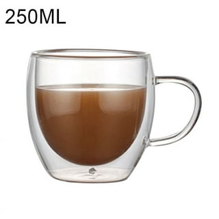 1pc 250ml(8.5oz) Espresso Mugs Thermo Double Wall Glass Coffee Cups With  Handle Insulated Glasses Espresso Mugs
