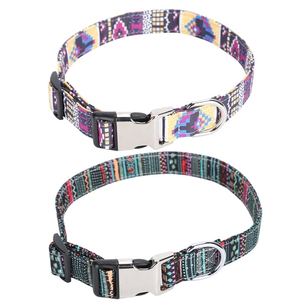 Collar Para Mascotas Collar Ajustable Para Mascotas Perro Gato Collar De Lona Colorido Con Hebilla Grabada Para Identificar Patrón De Mosaico Estilo Indio M EOTVIA Patrón de mosaico+estilo indio M