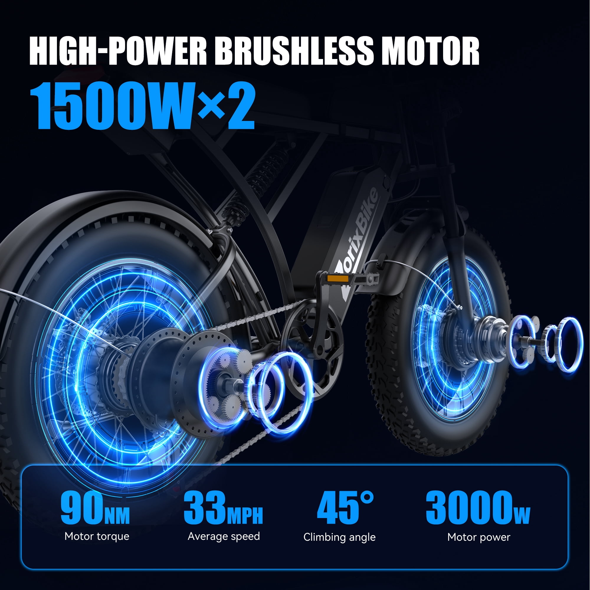 ZorixBike Z6 PRO Adult Electric Bicycle Peak 1500W*2 Dual Motor
