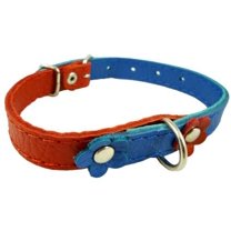 Genuine High Quality Leather Designer Dog Collar, Daisy, Studs. 11"x1/2" Wide. Fits 8"-10" Neck, Yorkshire Terrier, Puppies