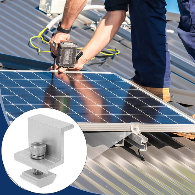 10PCS Solar Panel Mounting Z Brackets Aluminum Alloy PV Panel Rail End Pressing Block Grounding Clamps For Easy And Reliable Solar Panel Mounting For Solar Panel Install