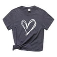 thumbnail image 2 of Zpanxa Valentines Day Gifts, Womens T Shirts Women O-neck Pullover Love Solid Color Printing Short Sleeves T-shirt Tops Womens Workout Tops Shirts Dark Gray XL, 2 of 3