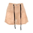 thumbnail image 6 of Women's High Waisted Denim Shorts, Baggy Distressed Hem Jean Shorts, Elastic Drawstring Waist Casual Straight Leg Shorts, Loose Fit Ripped Casual Summer Shorts Orange M, 6 of 7