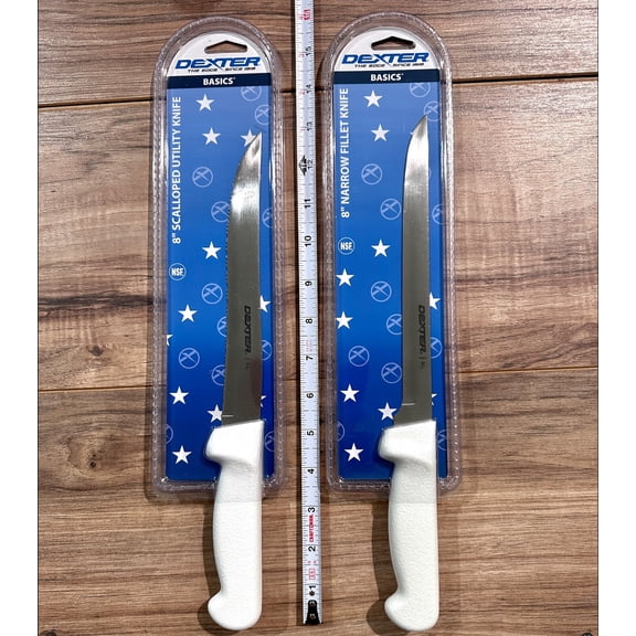 Dexter Russell Combo Knife Set: 8" Narrow Fillet and 8" Scalloped Utility Knife