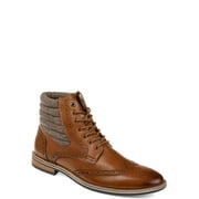 Angle View: Tuck & Von Mens Genuine Leather Two-tone Wingtip Boot