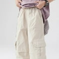 thumbnail image 6 of NIEWTR Teen Girls Sweatpants Wide Leg Baggy Pants Open Bottom Athletic Girls Uniform Dress Pant Kids Youth Girls' Pants with Pockets Size 2T 3T 4T 5T 6T 7T 8T 9T(A-Beige,7-8 Years), 6 of 9