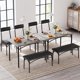 thumbnail image 3 of Yeshouse juego de mesa de comedor para 4 personas, mesa pequeña con banco tapizado y 2 sillas, diseño gris rústico, ideal para apartamentos, espacios pequeños y cenas familiares, 3 of 9